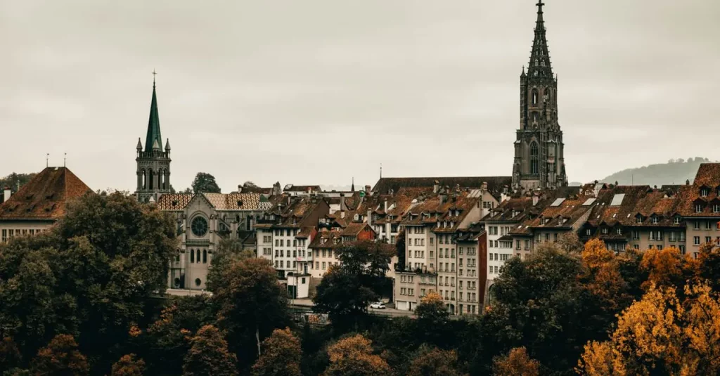 Eine Ansicht von Bern von einem höheren Punkt aus gesehen