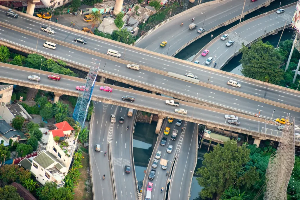 Highway crossing in Bangkok Thailand